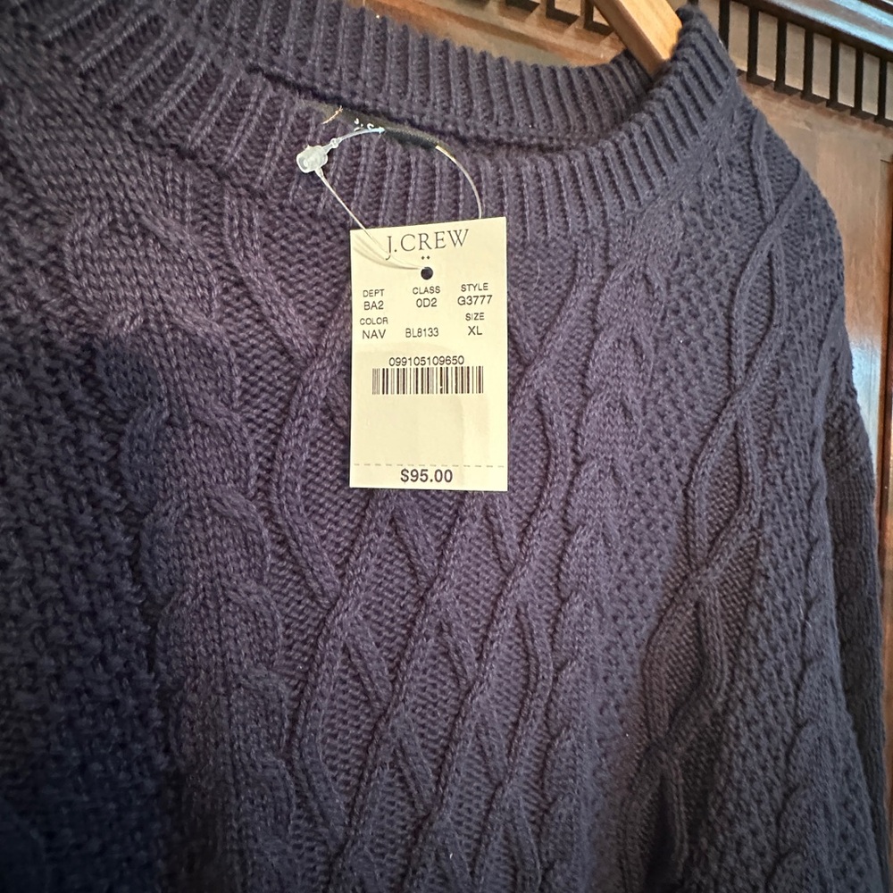 NWT J Crew Mercantile Men's Navy Patterned Cotton Crewneck Sweater XL